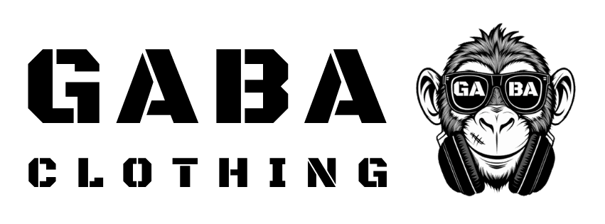 GABA Clothing logo featuring a stylised monkey face with sunglasses and headphones.